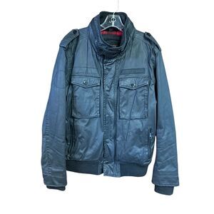 Schott Bros military/bomber Sz L Black Red Flannel Lined Hooded Jacket Sz L Rar